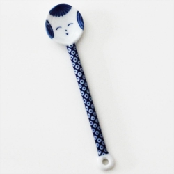 Kokeshi Doll Blue Ceramic Teaspoon
