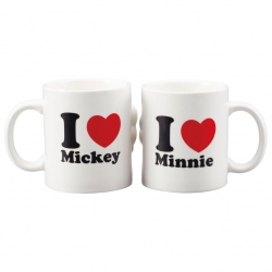 Pair Mugs Mickey and Minnie Mouse