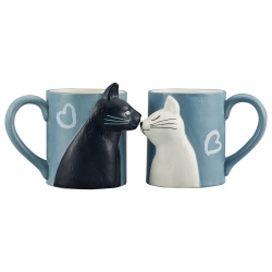 Pair Mugs Cat Kiss