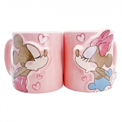 Pair Mugs Minnie and Mickey Mouse Pink